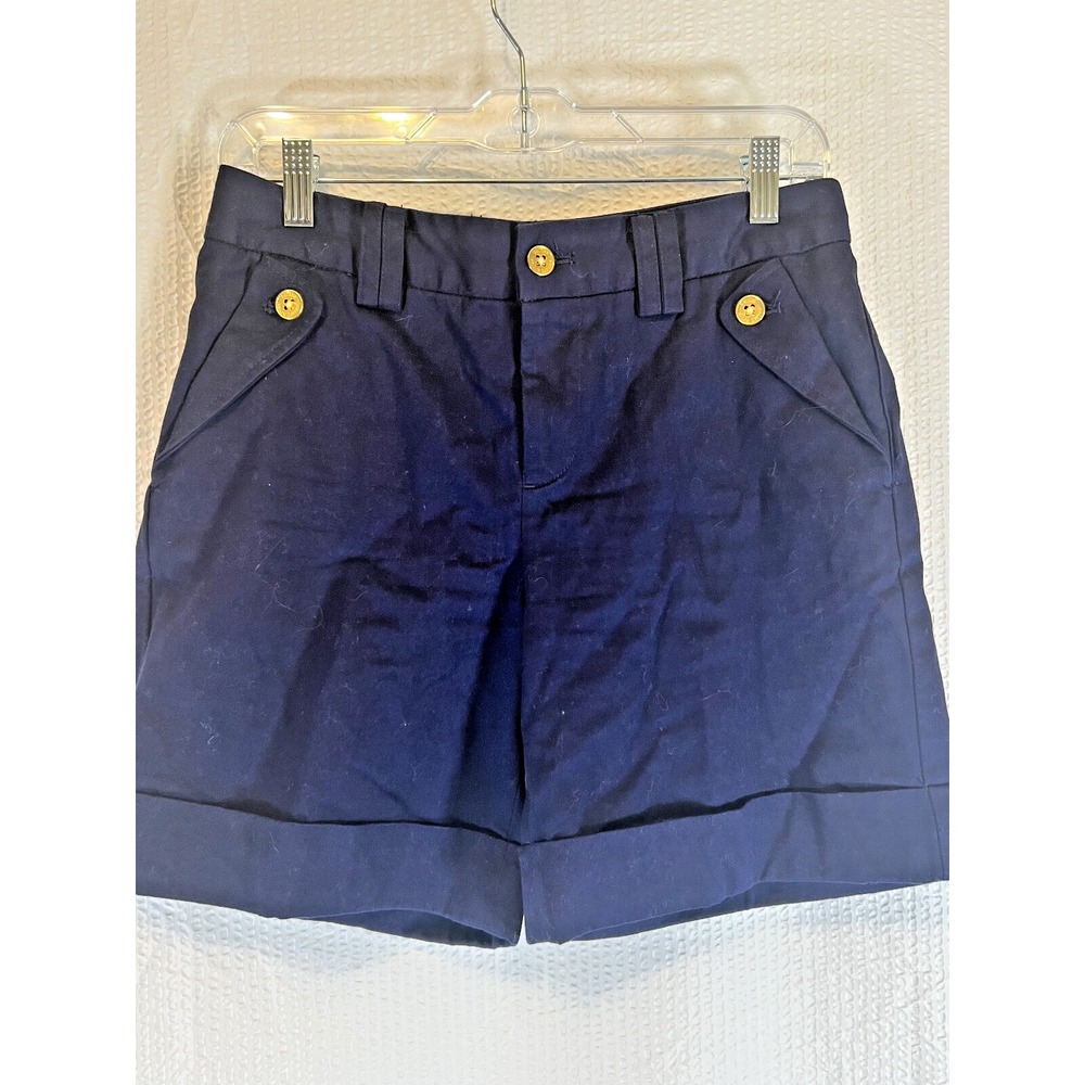 Lauren Ralph Lauren Women's Shorts Navy Cuffed Gold Buttons 2 Timeless‎ 6 inseam